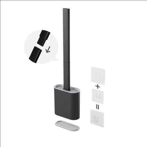 Bathroom Cleaning Soft Silicone Flat Head Wall-mounted Quick Drying Toilet Brush