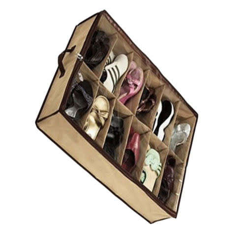 Shoe Box 12 Pocket Under Bed Foldable Shoe Container Storage Organizer Holder
