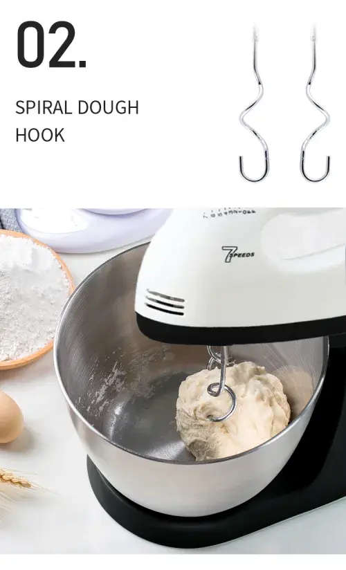 Hand mixer 7 speed household bread dough kneading mixer food mixer with bowl