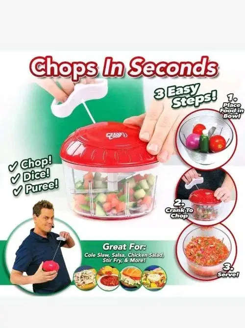 Crank Chop Food Manual Chopper - Chop, Mince, And Puree