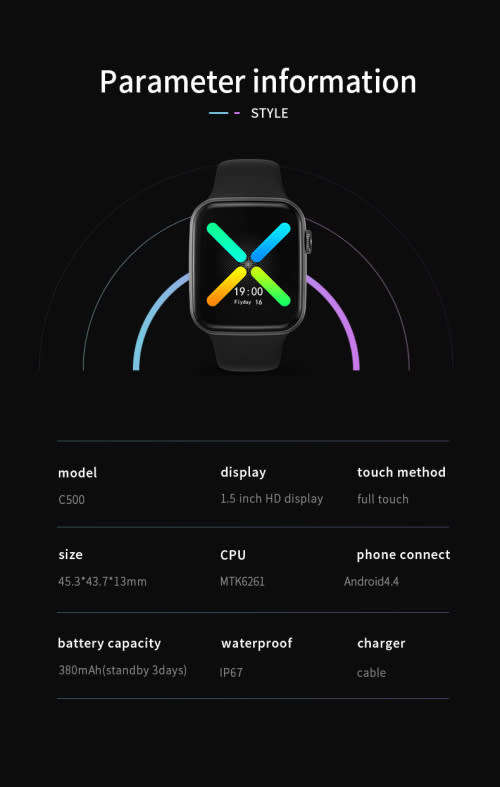 C500 Sports Smart Watch Support Bluetooth SIM Card Calling