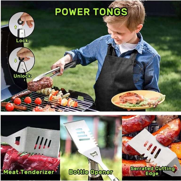 Stainless Steel Braai BBQ Tools Set Accessories 25pcs