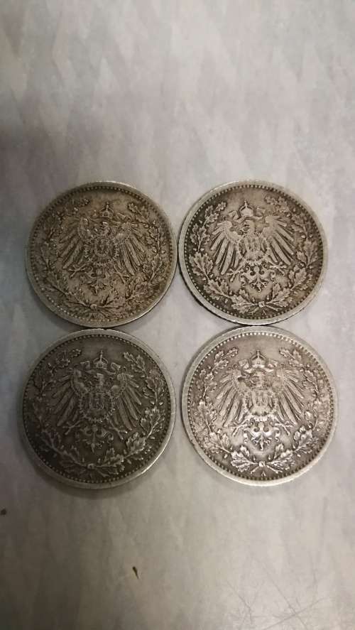 (a) 1906 x 2, 1907, 1909 German Silver Half Marks