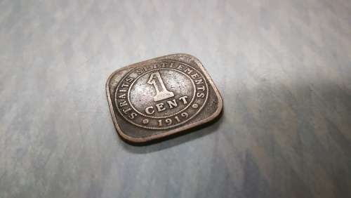 1919 Straights Settlements 1 Cent..