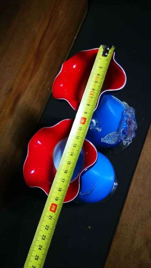 Stunning Pair Rose Blue, Red and White Maruno Glass Vases..