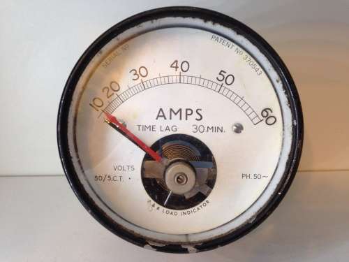 VINTAGE LARGE METAL AMPS TIME GAUGE NO 1  -  ENGLAND MADE - GREAT DISPLAY PIECE -
