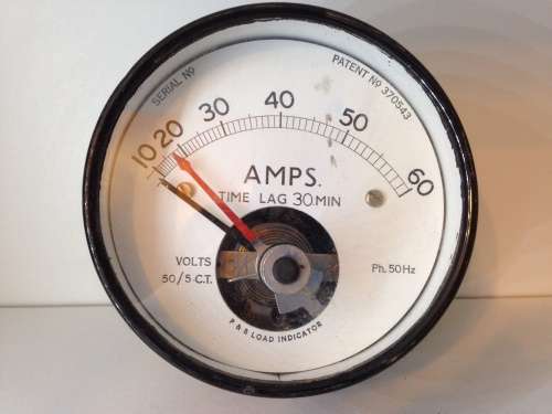 VINTAGE LARGE METAL AMPS TIME GAUGE NO 2 -  ENGLAND MADE - GREAT DISPLAY PIECE -