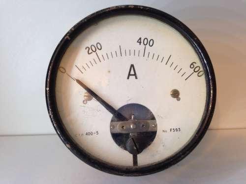 VINTAGE LARGE METAL AMP GAUGE NO 1  -  ENGLAND MADE - GREAT DISPLAY PIECE -