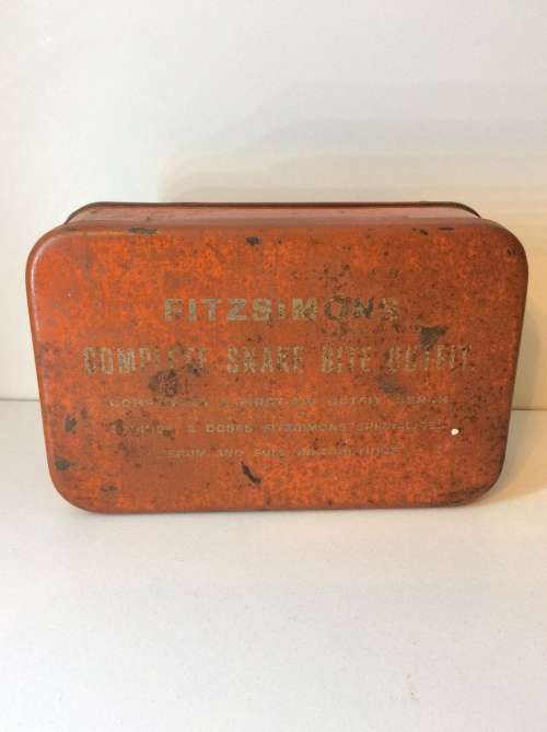 FITZSIMONS VINTAGE SNAKE BITE OUTFIT TIN - WITH CONTENTS - GREAT FIND -