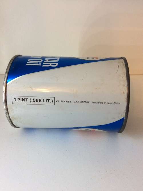 ONE PINT SOUTH AFRICAN CALTEX FIVE STAR USED OIL CAN   - WOW! -