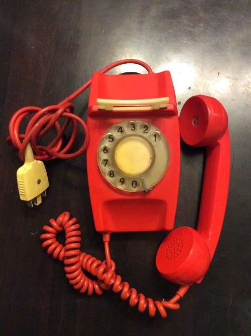 OLD ROTARY TELEPHONE - NOT STRIPPED - RED -