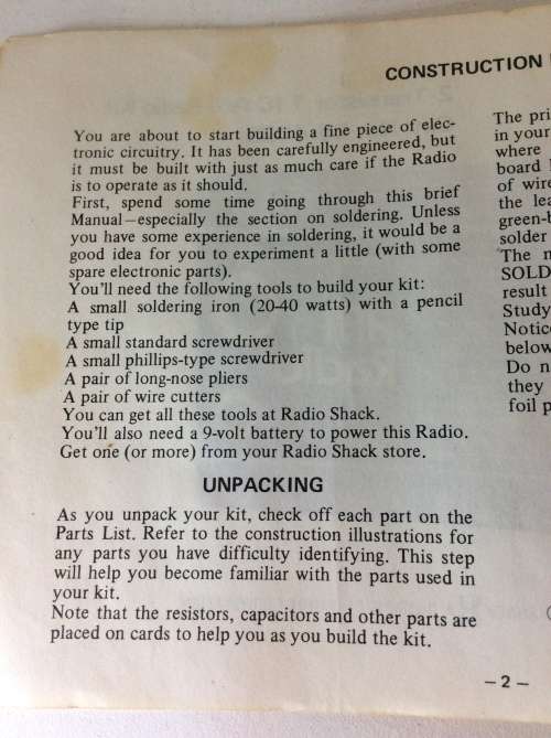 VINTAGE RADIO SHACK AM RADIO BUILDING KIT - NEVER USED 1970's  - GREAT FIND -