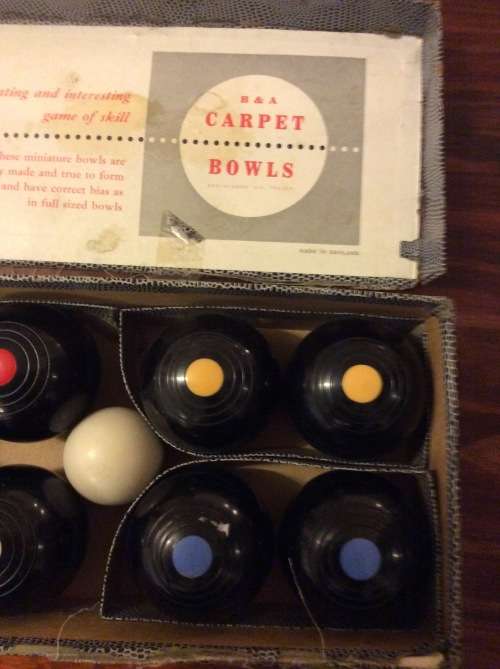 VINTAGE SET OF B&A ENGLISH CARPET BOWLS  - AMAZING FIND -