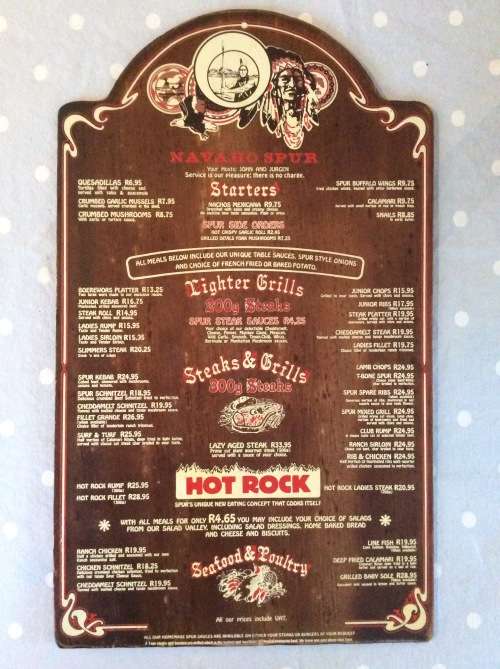 VINTAGE SPUR WOODEN MENU - NAVAHO SPUR -