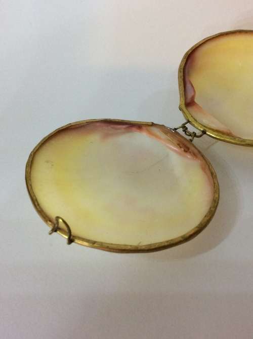 VINTAGE SHELL TRINKET BOX MADE WITH YELLOW METAL - A MUST HAVE - UNIQUE ITEM -