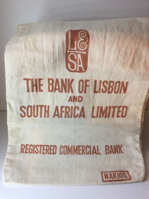 BANK OF LISBON & SA LTD MONEY BAG - GREAT FIND -
