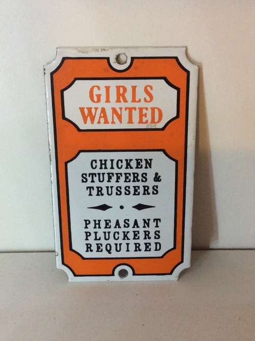 ORIGINAL PORCELAIN ENAMEL DODO DESIGNS ENGLAND SIGN - 7cm by 11cm - GREAT FIND -