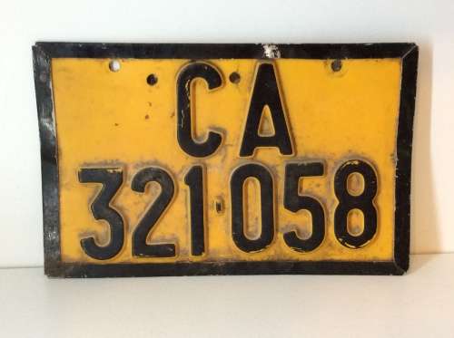 RARE MOTORCYCLE OLD RAISED LETTERS  NUMBER PLATE - CA  - END YEAR SALE -
