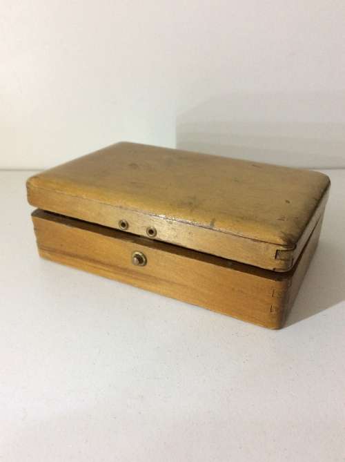 VINTAGE GILLETE SHAVING WOODEN KIT - WITH TWO ORIGINAL BLADES - BRILLIANT-