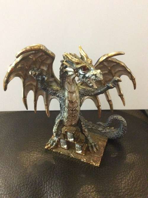 DETAILED HEAVY METAL DRAGON STATUE - 400grams & 9cm tall - GREAT DISPLAY PIECE -