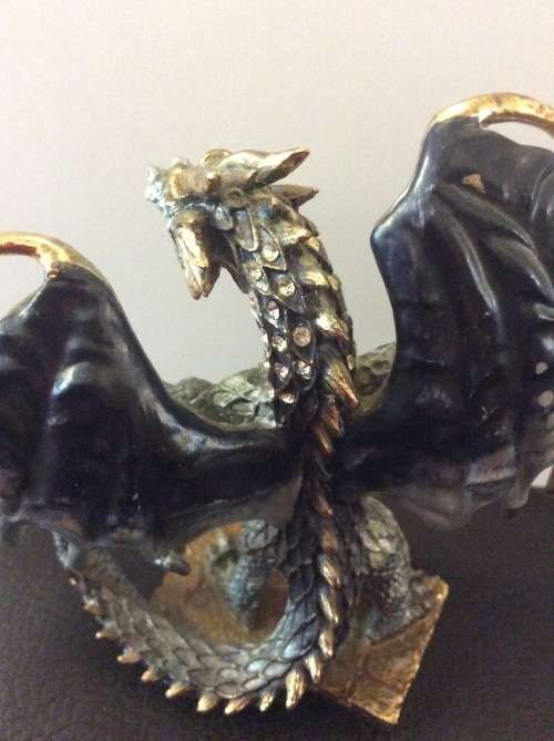 DETAILED HEAVY METAL DRAGON STATUE - 400grams & 9cm tall - GREAT DISPLAY PIECE -