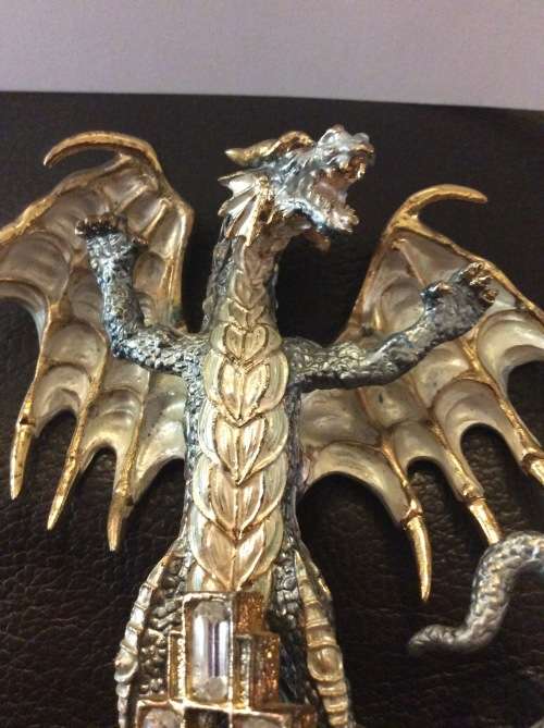 DETAILED HEAVY METAL DRAGON STATUE - 400grams & 9cm tall - GREAT DISPLAY PIECE -