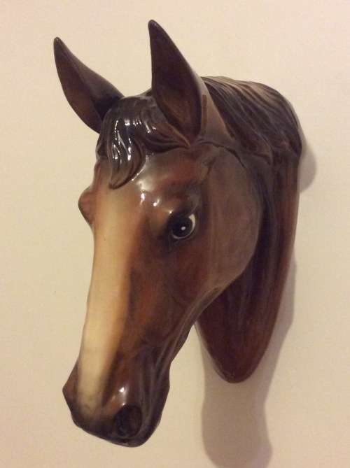 LARGE CERAMIC HORSE HEAD - 30cm HIGH - WALL HANGER - AMAZING DETAIL.- 18cm from wall -