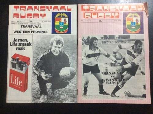 1975/6 TRANSVAAL VS FRANCE &. WP RUGBY PROGRAMS - AMAZING PIECE SA RUGBY HISTORY -