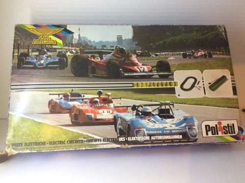 VINTAGE POLISTILL ELECTRIC RACE SLOT CAR CIRCUIT - WORKING - GREAT OLD TOY SET -