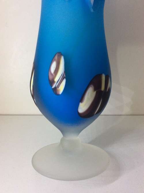 ITALIAN MURANO GLASS VASE - BLUE AND WHITE - 30cm HIGH -