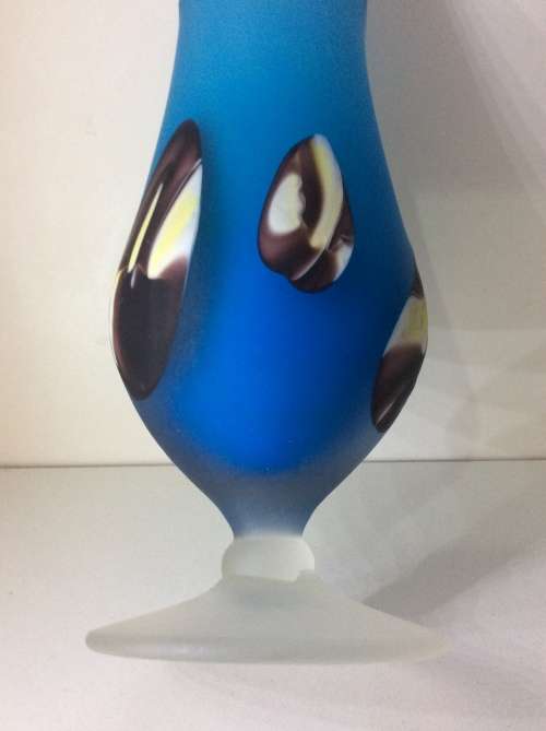 ITALIAN MURANO GLASS VASE - BLUE AND WHITE - 30cm HIGH -