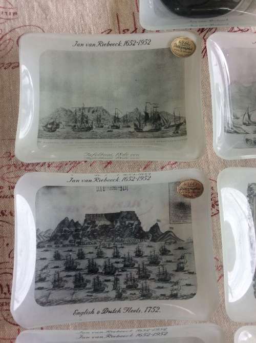 WEBBY ENGLAND - SET 7 JAN VAN RIEBEECK 1952 GLASS SMALL BOWLS - AMAZING FIND -