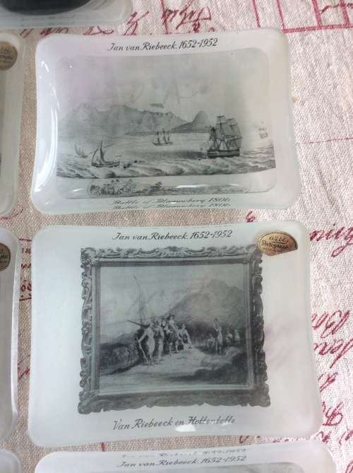 WEBBY ENGLAND - SET 7 JAN VAN RIEBEECK 1952 GLASS SMALL BOWLS - AMAZING FIND -