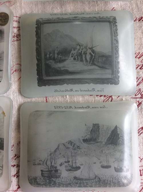 WEBBY ENGLAND - SET 7 JAN VAN RIEBEECK 1952 GLASS SMALL BOWLS - AMAZING FIND -