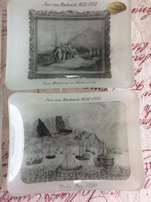 WEBBY ENGLAND - SET 7 JAN VAN RIEBEECK 1952 GLASS SMALL BOWLS - AMAZING FIND -