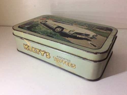 OLD KILTYS TOFFEE TIN FROM THE 1950s - MERCEDES BENZ ROADSTER -