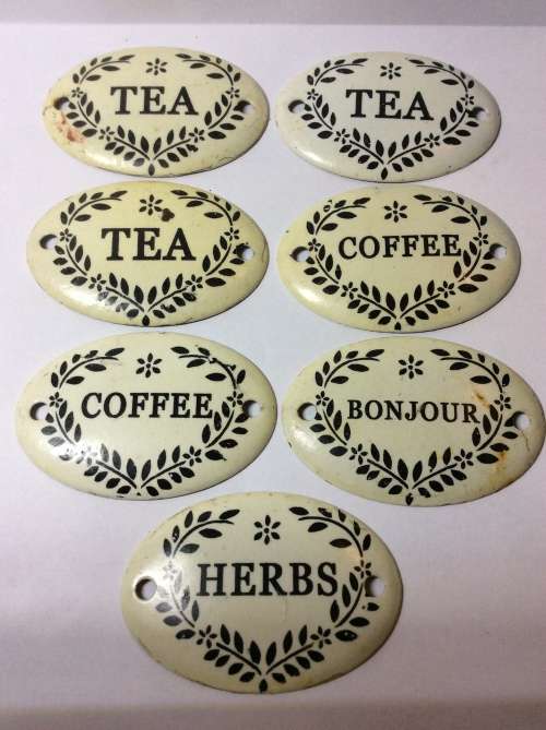 SEVEN OLD METAL NAME TAGS - ALL FOR ONE BID -