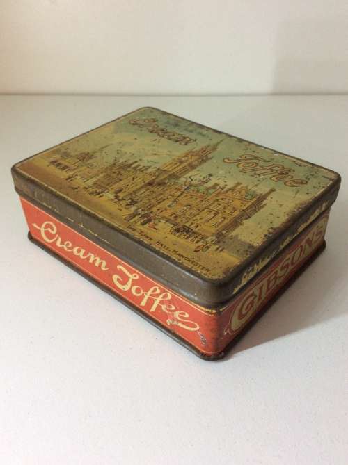 VINTAGE GIBSONS CREAM TOFFEE TIN FROM ENGLAND