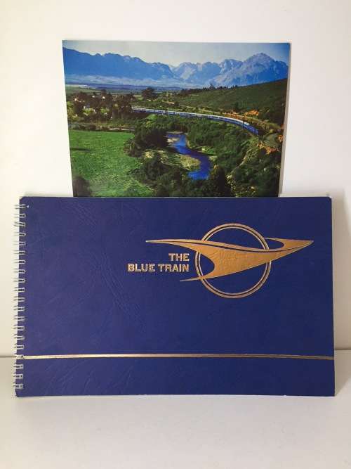 BLUE TRAIN - 1970s BILINGUAL HISTORY BOOKLET WITH STUNNING POSTCARD -