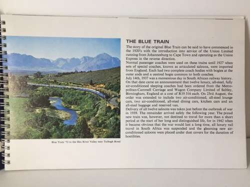 BLUE TRAIN - 1970s BILINGUAL HISTORY BOOKLET WITH STUNNING POSTCARD -