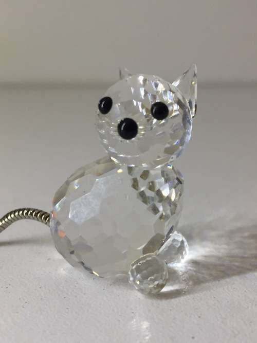SWAROVSKI SILVER CRYSTAL - CAT WITH SILVER TAIL - ORIGINAL BOX - MADE AUSTRIA -