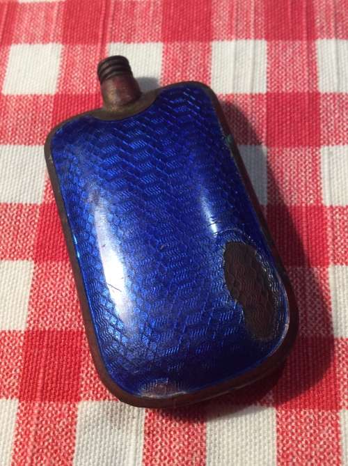 VICTORIAN SCENT BOTTLE WITH BLUE ENAMEL - GREAT FIND -