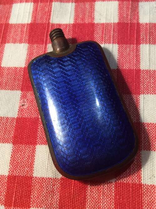 VICTORIAN SCENT BOTTLE WITH BLUE ENAMEL - GREAT FIND -