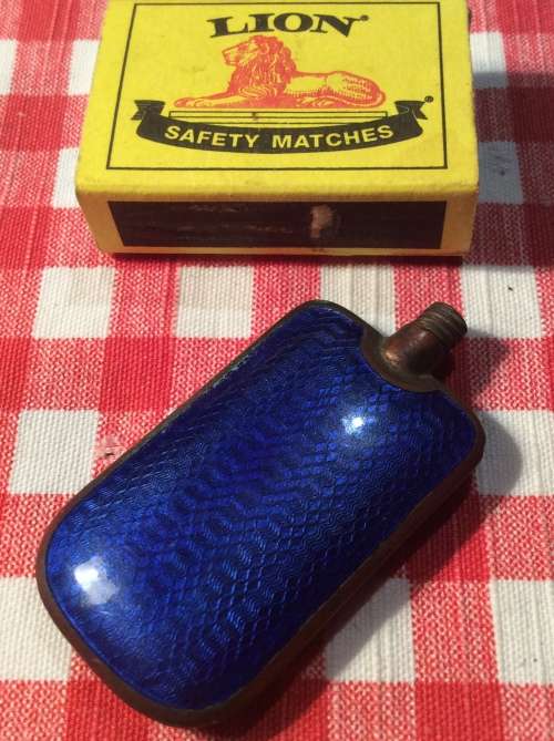 VICTORIAN SCENT BOTTLE WITH BLUE ENAMEL - GREAT FIND -