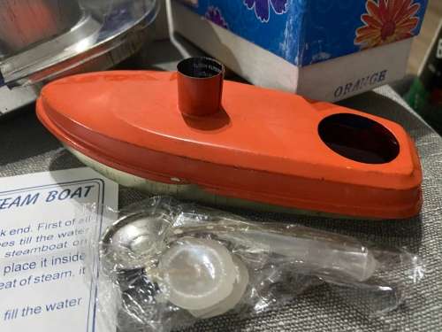 TWO POP TIN LITHO STEAM BOATS MADE IN INDIA - NEW OLD STOCK -