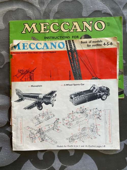 LARGE ENGLAND MECCANO COLLECTION - MANUALS AND TIN INCLUDED - ALL ONE BID -