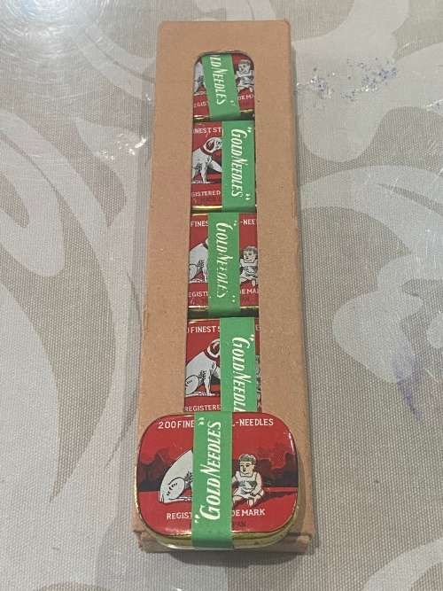 5 sealed gramophone needle tins