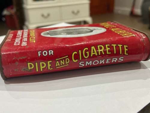 OLD PRINCE ALBERT CRIMP CUT TOBACCO TIN CIRCA 1950s