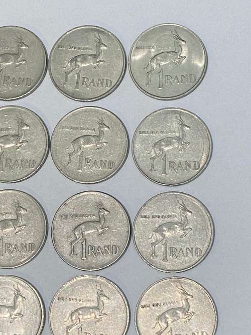 LOT OF 19 OLD SA R1 COINS, ALL 1970s & 1980s