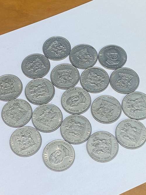 LOT OF 19 OLD SA R1 COINS, ALL 1970s & 1980s